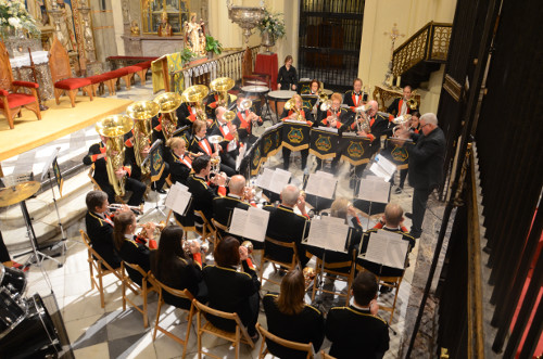 Band playing in cathedral